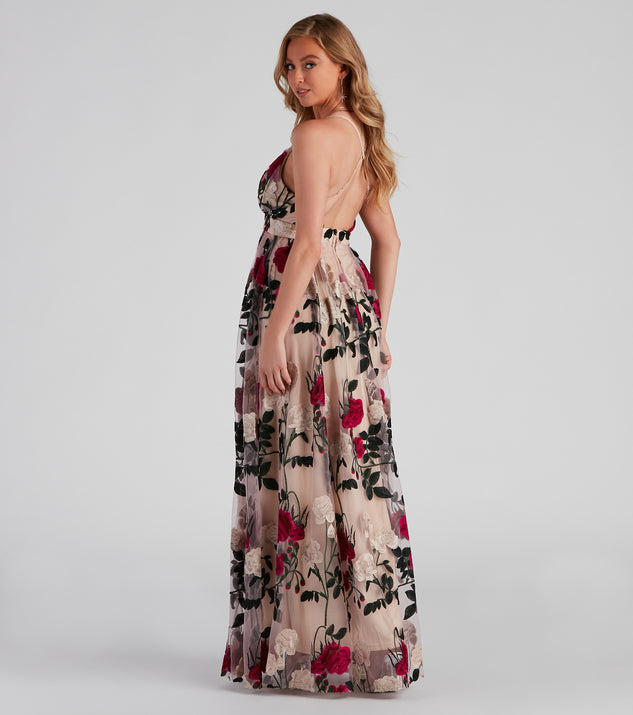 sachin and babi light blue dress Charena Formal Embroidered Floral Tulle Dress