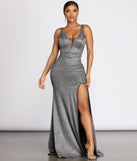 Venetia Glitter High Slit Deep V Dress is a stunning choice for a bridesmaid dress or maid of honor dress, and to feel beautiful at Prom 2023, spring weddings, formals, & military balls!