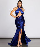 The Klarissa Front Slit Velvet Halter Dress is a gorgeous pick as your 2023 prom dress or formal gown for wedding guest, spring bridesmaid, or army ball attire!