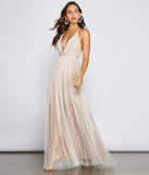 The Corinne Glitter Tulle A-Line Formal Dress is a gorgeous pick as your 2023 prom dress or formal gown for wedding guest, spring bridesmaid, or army ball attire!