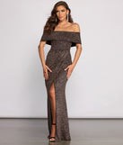 The Elle Glitter Off The Shoulder Wrap Dress is a gorgeous pick as your 2023 prom dress or formal gown for wedding guest, spring bridesmaid, or army ball attire!