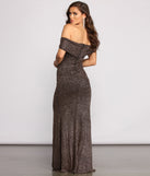 The Elle Glitter Off The Shoulder Wrap Dress is a gorgeous pick as your 2023 prom dress or formal gown for wedding guest, spring bridesmaid, or army ball attire!