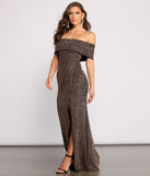 The Elle Glitter Off The Shoulder Wrap Dress is a gorgeous pick as your 2023 prom dress or formal gown for wedding guest, spring bridesmaid, or army ball attire!