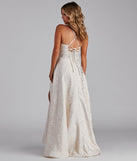 Adalyn Brocade High Slit Dress is the perfect prom dress pick with on-trend details to make the 2024 dance your most memorable event yet!