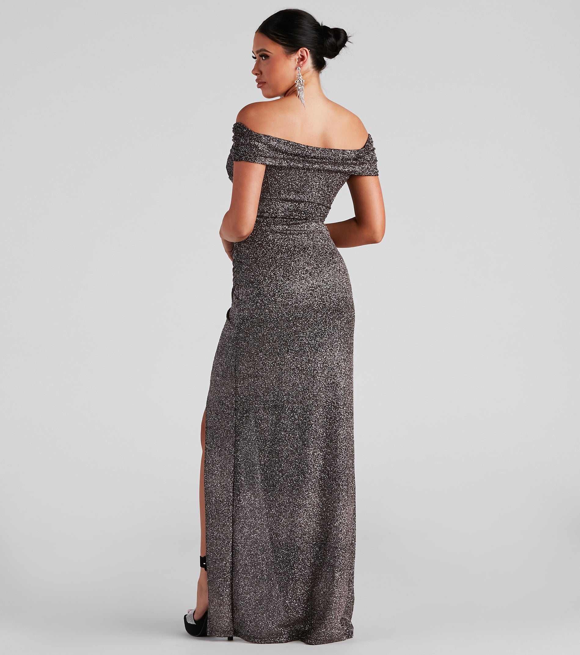 Bebe Formal Glitter Wrap Dress & Windsor