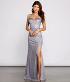 The Kaylin Off The Shoulder Glitter Dress is a gorgeous pick as your 2023 prom dress or formal gown for wedding guest, spring bridesmaid, or army ball attire!