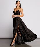 The Isabelle Satin A-Line Dress is a gorgeous pick as your 2023 prom dress or formal gown for wedding guest, spring bridesmaid, or army ball attire!