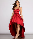 The Jewel Scalloped Taffeta High Low Dress is a gorgeous pick as your 2023 prom dress or formal gown for wedding guest, spring bridesmaid, or army ball attire!