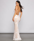 The Blair Sequin Scroll Sleeveless Formal Dress is a gorgeous pick as your 2023 prom dress or formal gown for wedding guest, spring bridesmaid, or army ball attire!