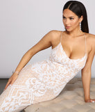 The Blair Sequin Scroll Sleeveless Formal Dress is a gorgeous pick as your 2023 prom dress or formal gown for wedding guest, spring bridesmaid, or army ball attire!