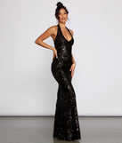 The Haven Formal Sequin Scroll Halter Dress is a gorgeous pick as your 2023 prom dress or formal gown for wedding guest, spring bridesmaid, or army ball attire!