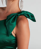 You'll be the best dressed in the Delana Formal One-Shoulder Satin Dress as your summer formal dress with unique details from Windsor.