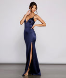 The Carrieann Formal Satin Mermaid Dress is a gorgeous pick as your 2023 prom dress or formal gown for wedding guest, spring bridesmaid, or army ball attire!
