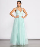 The Jamie Lace Floral Applique Mesh A-Line Dress is a gorgeous pick as your 2023 prom dress or formal gown for wedding guest, spring bridesmaid, or army ball attire!