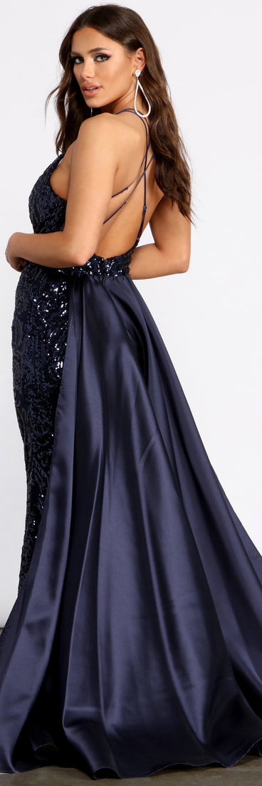 The Eliska Formal Sequin and Satin Dress is a gorgeous pick as your 2023 prom dress or formal gown for wedding guest, spring bridesmaid, or army ball attire!