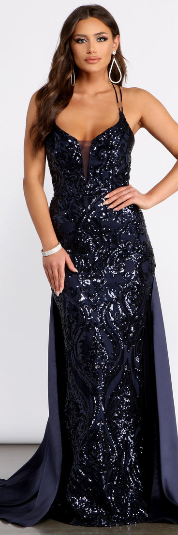 The Eliska Formal Sequin and Satin Dress is a gorgeous pick as your 2023 prom dress or formal gown for wedding guest, spring bridesmaid, or army ball attire!