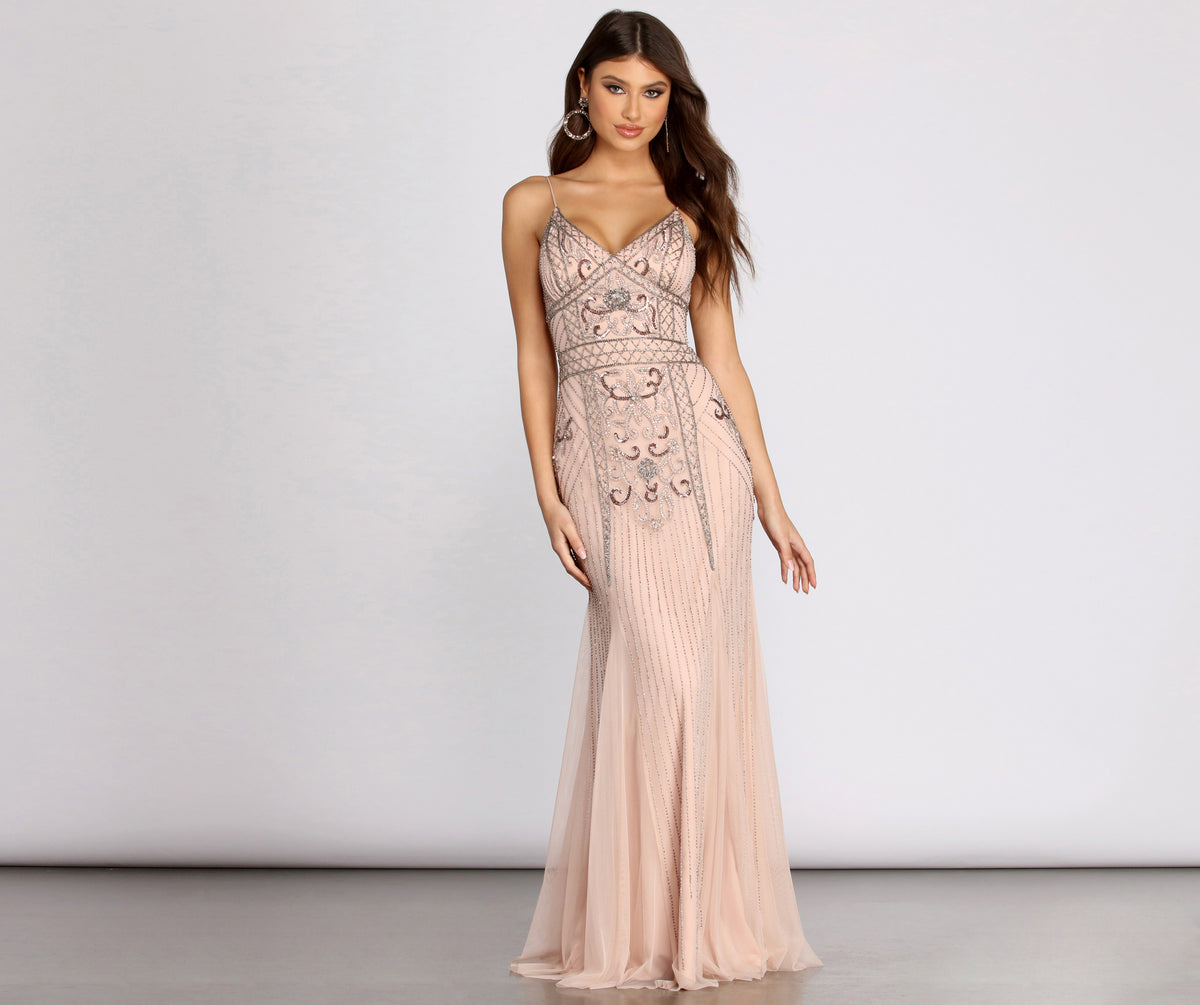 Arianna Formal Beaded Sleeveless Dress