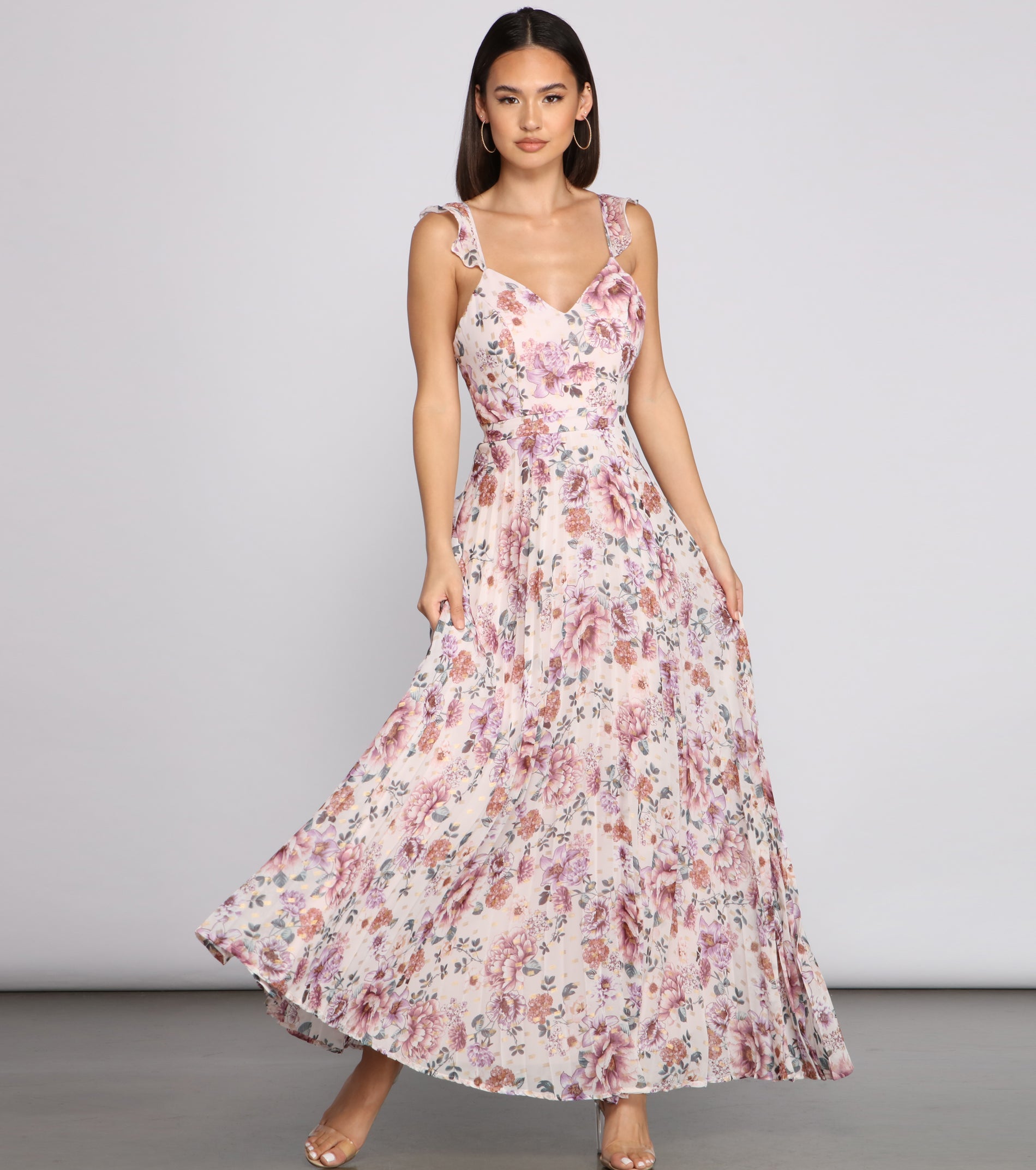 Ava Formal Floral Pleated Dress & Windsor