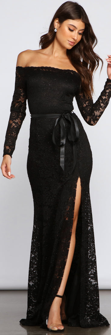 The Audrey Glitter Lace Mermaid Dress is a gorgeous pick as your 2023 prom dress or formal gown for wedding guest, spring bridesmaid, or army ball attire!