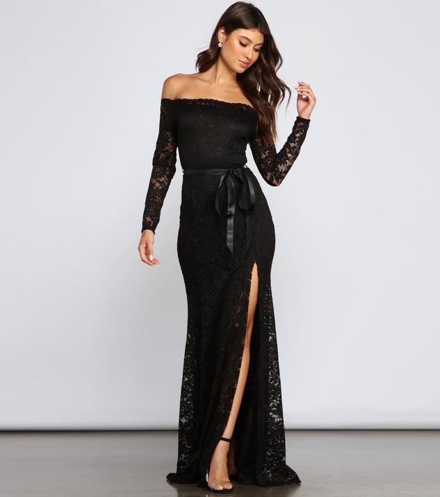 The Audrey Glitter Lace Mermaid Dress is a gorgeous pick as your 2023 prom dress or formal gown for wedding guest, spring bridesmaid, or army ball attire!