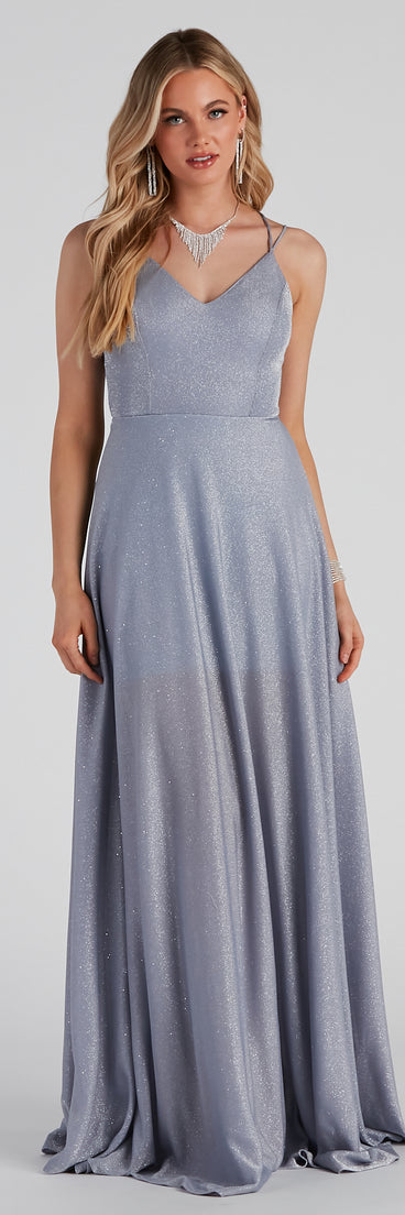 Tianna Formal Glitter A-Line Dress is a stunning choice for a bridesmaid dress or maid of honor dress, and to feel beautiful at Prom 2023, spring weddings, formals, & military balls!