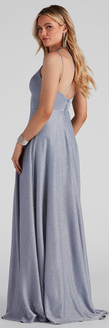 Tianna Formal Glitter A-Line Dress is a stunning choice for a bridesmaid dress or maid of honor dress, and to feel beautiful at Prom 2023, spring weddings, formals, & military balls!