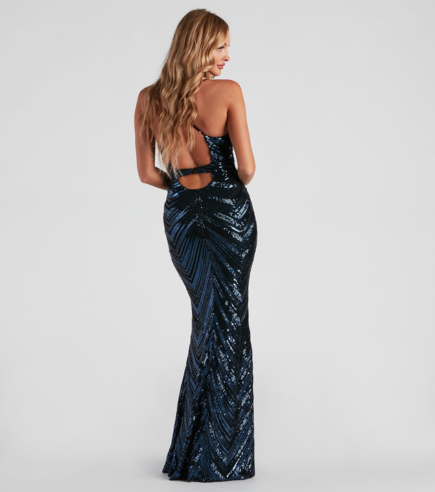Aubrie Formal Sequin Scroll Dress & Windsor