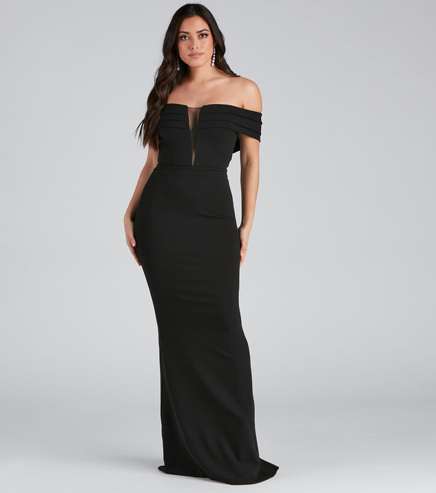 Olivia Formal Off The Shoulder Crepe Dress creates the perfect summer wedding guest dress or cocktail party dresss with stylish details in the latest trends for 2023!