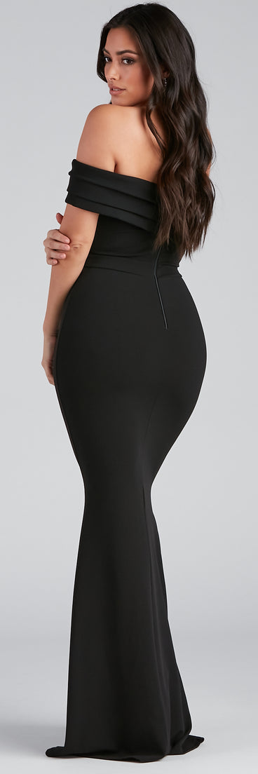 Olivia Formal Off The Shoulder Crepe Dress creates the perfect summer wedding guest dress or cocktail party dresss with stylish details in the latest trends for 2023!