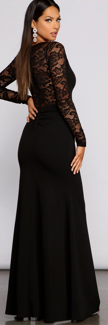 Scarlett Formal High Slit Lace Mermaid Dress is a stunning choice for a bridesmaid dress or maid of honor dress, and to feel beautiful at Prom 2023, spring weddings, formals, & military balls!