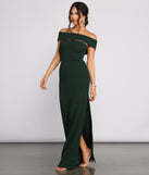 Rylee Formal Off the Shoulder Crepe Dress is a gorgeous pick as your 2023 prom dress or formal gown for wedding guest, spring bridesmaid, or army ball attire!