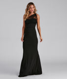 Dakota Formal One Shoulder Swiss Dot  Black Prom Dress is a gorgeous pick as your 2023 prom dress or formal gown for wedding guest, spring bridesmaid, or army ball attire!