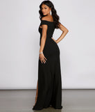 The Harlowe Formal Off The Shoulder Crepe Dress is a gorgeous pick as your 2023 prom dress or formal gown for wedding guest, spring bridesmaid, or army ball attire!