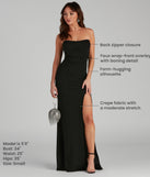 Kaia Strapless High Slit Formal Dress provides a stylish spring wedding guest dress, the perfect dress for graduation, or a cocktail party look in the latest trends for 2024!