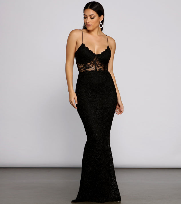 Sabrina Glitter Lace Mermaid Dress is a stunning choice for a bridesmaid dress or maid of honor dress, and to feel beautiful at Prom 2023, spring weddings, formals, & military balls!