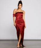 The Cynthia Off-The-Shoulder Satin Formal Dress is a gorgeous pick as your 2023 prom dress or formal gown for wedding guest, spring bridesmaid, or army ball attire!