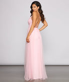 Saylor Formal Double Slit Tulle Dress creates the perfect summer wedding guest dress or cocktail party dresss with stylish details in the latest trends for 2023!