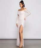 The Gracie Formal Off The Shoulder Iridescent Sequin Dress is a gorgeous pick as your 2023 prom dress or formal gown for wedding guest, spring bridesmaid, or army ball attire!