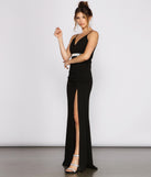 The Bella Rhinestone Waist Crepe Formal Dress is a gorgeous pick as your 2023 prom dress or formal gown for wedding guest, spring bridesmaid, or army ball attire!