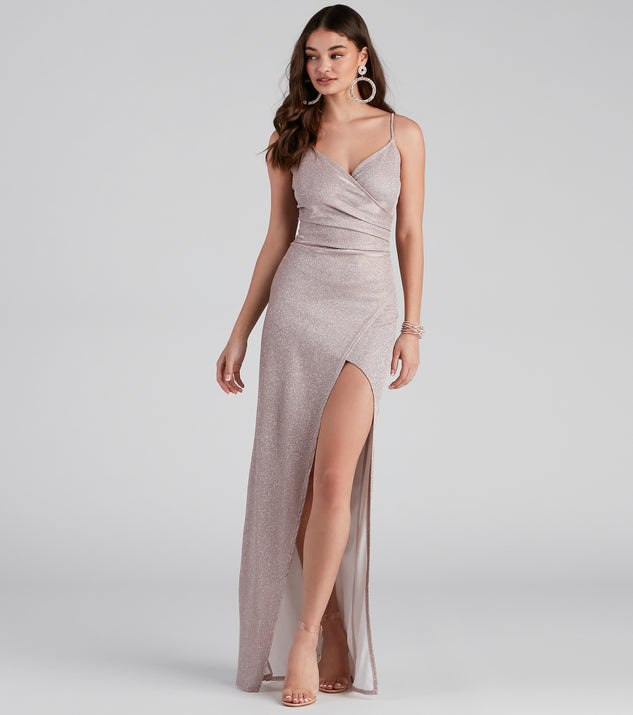 Zenni Formal High Slit Glitter Dress creates the perfect summer wedding guest dress or cocktail party dresss with stylish details in the latest trends for 2023!