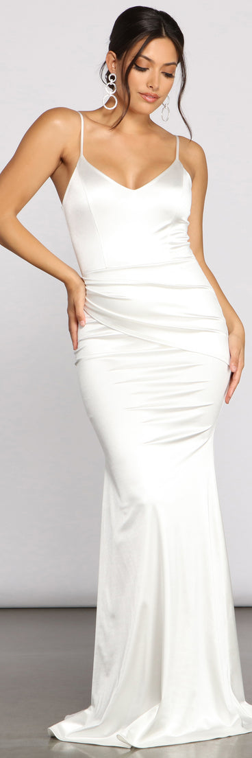 Emilia Draped Satin Gown creates the perfect summer wedding guest dress or cocktail party dresss with stylish details in the latest trends for 2023!