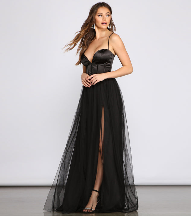 The Bria Mesh Tulle Corset Gown is a gorgeous pick as your 2023 prom dress or formal gown for wedding guest, spring bridesmaid, or army ball attire!