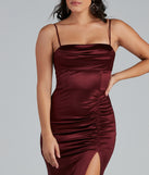 Nemi Formal High Slit Ruched Dress creates the perfect summer wedding guest dress or cocktail party dresss with stylish details in the latest trends for 2023!