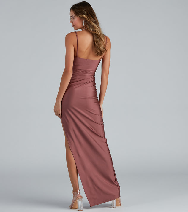 Darla Formal High Slit Satin Dress