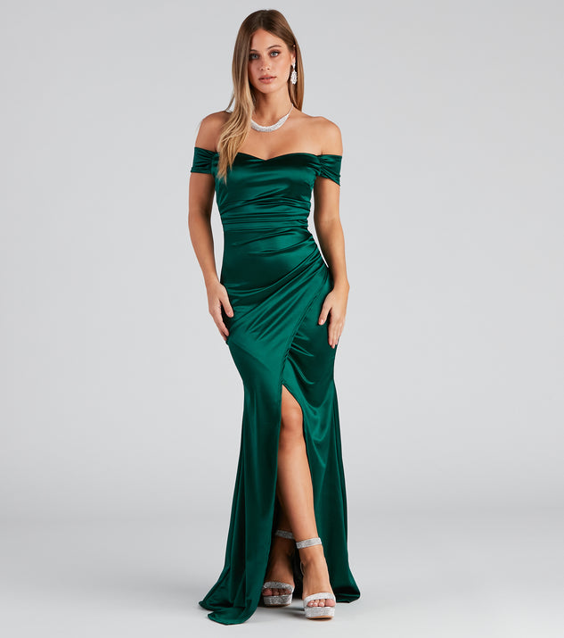 Valencia Formal Off-The-Shoulder Wrap Dress provides a stylish spring wedding guest dress, the perfect dress for graduation, or a cocktail party look in the latest trends for 2024!