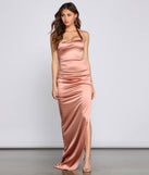 Calista Formal High Slit Halter Dress creates the perfect summer wedding guest dress or cocktail party dresss with stylish details in the latest trends for 2023!