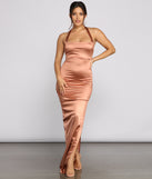Calista Formal High Slit Halter Dress creates the perfect summer wedding guest dress or cocktail party dresss with stylish details in the latest trends for 2023!