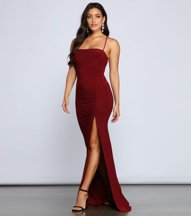 Gia Lace-Up Formal High-Slit Dress & Windsor