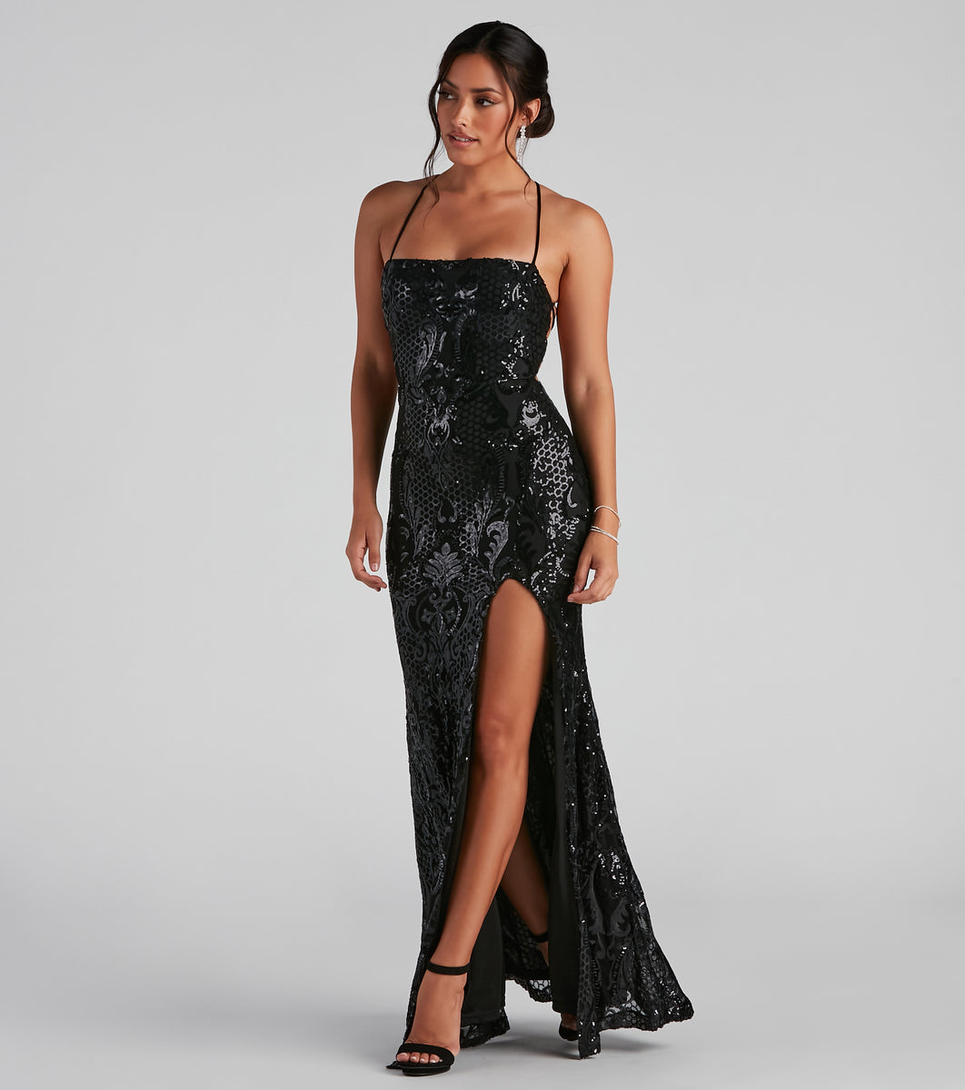 Azalea Formal High Slit Sequin Dress & Windsor