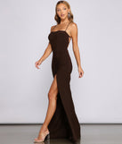 Gretchen Formal Lace-Up  Brown Prom Dress is a gorgeous pick as your 2023 prom dress or formal gown for wedding guest, spring bridesmaid, or army ball attire!